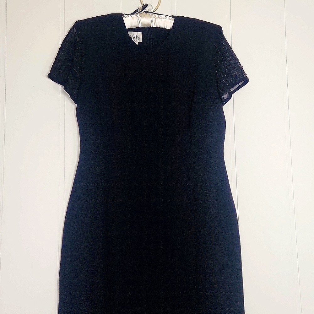 David Warren black classic full-length  black tie formal event evening dress.